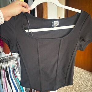 Divided Black Crop Top for Women